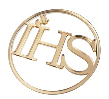 Топпер для торта золотой ДЕКОР для причастия IHS золотое зеркало для причастия 8см