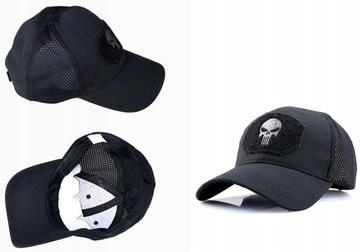 Бейсболка PUNISHER Черная мужская сетчатая бейсболка с вышивкой черепа