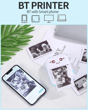 DRUKUŚ MINI ПОРТАТИВНЫЙ ТЕРМОПРИНТЕР ДЛЯ ФОТОГРАФИЙ +10 САМОКЛЕЯЩИХСЯ РОЛИКОВ