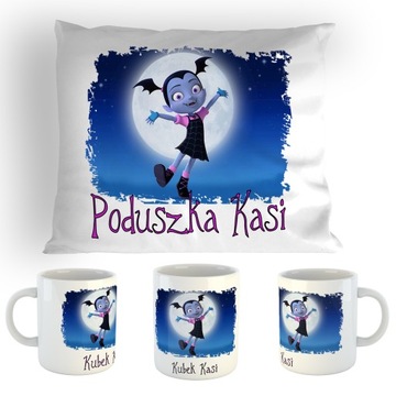 ZESTAW PODUSZKA + KUBEK VAMPIRIANA + IMIĘ PREZENT
