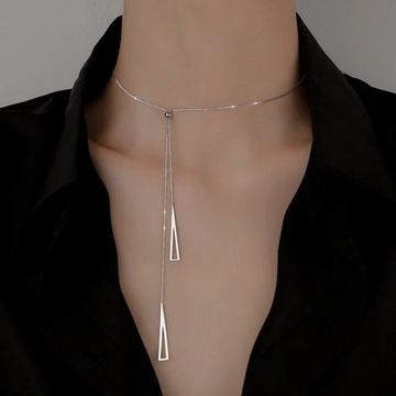 Chic Women Choker Necklace Silver Color Temperament Small Beads Heart