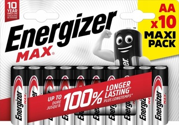 10x bateria alkaliczna ENERGIZER MAX AA LR6 1,5V