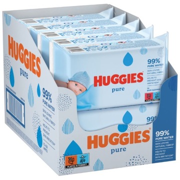 Huggies Pure Chusteczki Nawilżane Wodą 10 x 56szt