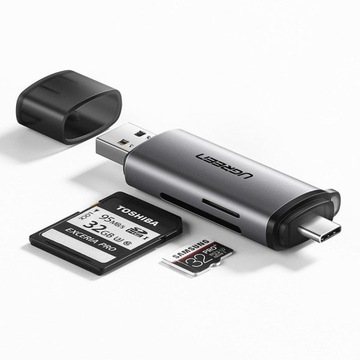 Czytnik Kart Pamięci SD/micro SD USB+USB-C UGREEN