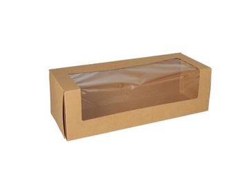Pudełko na ciasto 10x32x12cm tektura z okienkiem 1szt. Papstar