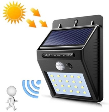 BARDZO MOCNA LAMPA SOLARNA KINKIET LED CZUJNIK 30L