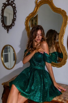 Smaragdowa ,brokatową sukienka "Diamond"