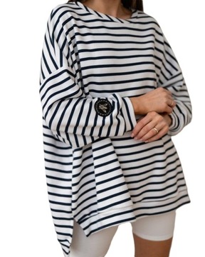 Bluza w paski oversize mucha biało-czarna Me Gusta