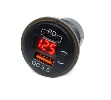 USB QC 3.0 + USB C 63 Вт, монтажная розетка 12–24 В