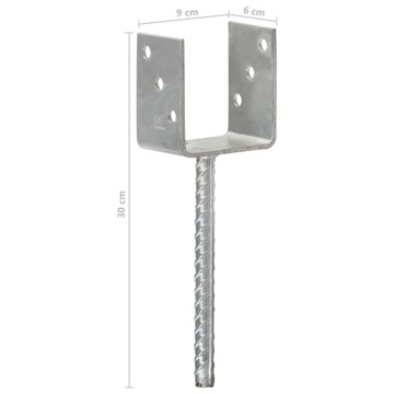 АНКЕРЫ ДЛЯ СТОЛБА 6 ШТ. 9X6X30CM СТАЛЬ