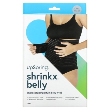 UpSpring, Shrinkx Belly, Charcoal Postpartum Belly Wrap, Size L/XL, Black,