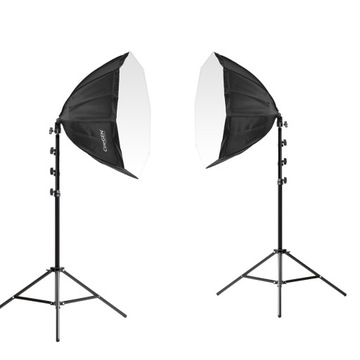 Zestaw oświetlenie 2x 65W 5500K + Tło zielone 5m