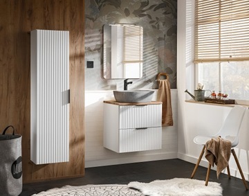 Szafka pod umywalkę 60 cm ADEL WHITE z blatem DĄB WOTAN