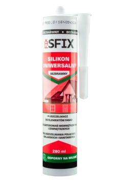 SILIKON UNIWERSALNY Bezbarwny ZEWNĘTRZY WEWNĘTRZNY SFIX 280ML