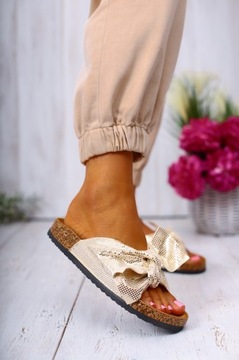 СТИЛЬНЫЕ ЖЕНСКИЕ ЛЕТНИЕ ПРОБКОВЫЕ ШЛЕПАНКИ С БАНТОМ