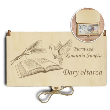 PUDEŁKO NA PIENIĄDZE KOMUNIA DARY OŁTARZA GRAWER