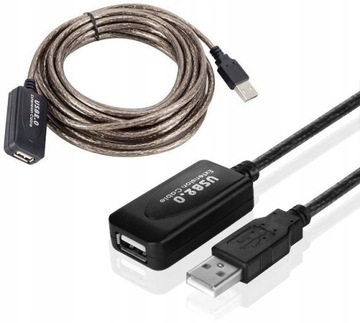 PRZEDŁUŻKA PRZEDŁUŻACZ USB 10M KABEL AKTYWNY 2.0 PRZEWÓD MĘSKI - ŻEŃSKI HUB