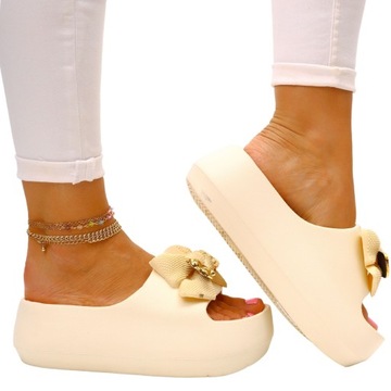 ТАПОЧКИ ЖЕНСКИЕ БЕЖЕВЫЕ ТАПОЧКИ УДОБНЫЕ НА ПЛАТФОРМЕ СВЕТЛОЕ ОТДЕЛЕНИЕ