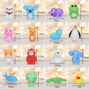 32X ЛАСТИКОВ, СТИРАЮЩИХ ЖИВОТНЫХ, ПОДАРОК ​​РЕБЕНКУ В ШКОЛУ, ДЕТСКИЙ САД