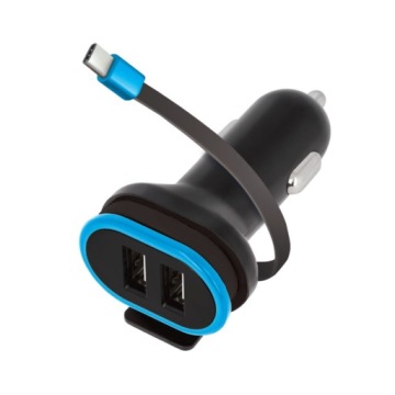 Автомобильное зарядное устройство 2xUSB 3A с кабелем USB-C