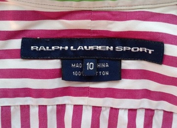 KOSZULA DAMSKA RALPH LAUREN SPORT ROZMIAR 10 RÓŻOWO/BIAŁA