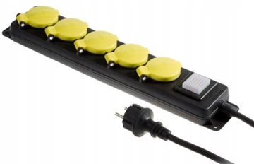 Przedłużacz 5 gniazd 230V IP44 5m 3x1,5 guma