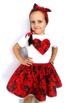 SPÓDNICA sukienka GÓRALSKA koszulka + OPASKA 134