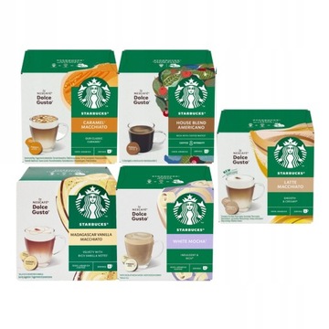 Kawa w kapsułkach Starbucks Dolce Gusto duży zestaw różne rodzaje 5x12 szt