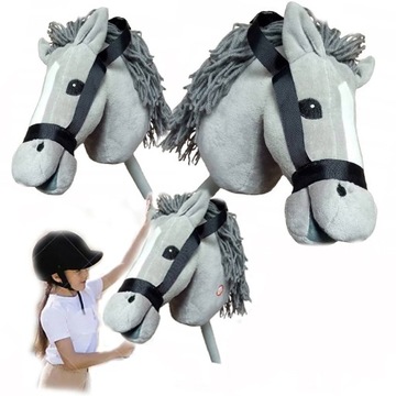 NA PREZENT Pluszowa Głowa Konia z grzywą na kiju Dżwięk HOBBY HORSE
