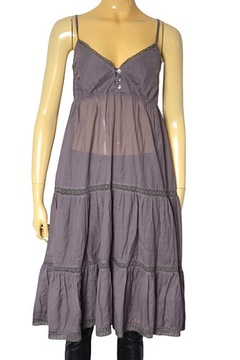 Letnia bawełniana zdobiona sukienka falbanki S M