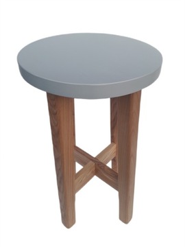 Taboret drewniany 60cm-hoker jesionowy - szary + lakier