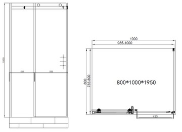Душевая кабина 80х100 8мм поддон из камня ЧЕРНЫЙ