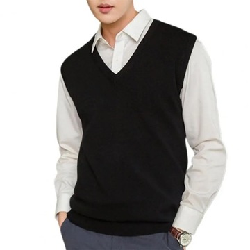 Sleeveless Loose Warm Sweater Vest Men Solid Color