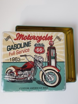 МЕТАЛЛИЧЕСКАЯ коробочка 23см КОНТЕЙНЕР Мотор РЕТРО Подарок