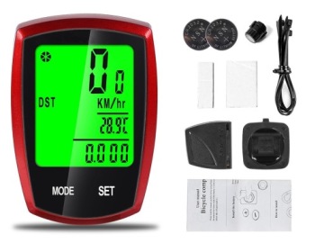 ВЕЛОСИПЕДНЫЙ РЕГИСТРАТОР ВОДОЗАЩИЩЕННЫЙ ЖК-СПИДОМЕТР, 22 ФУНКЦИИ, БЕСПРОВОДНОЙ