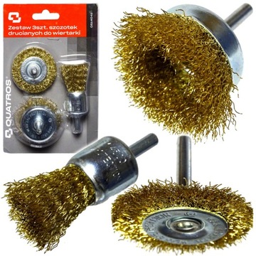 Набор проволочных щеток для дрели, 3 шт.