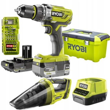 RYOBI ДРЕЛЬ ОТВЕРТКА 18В +4Ач +2Ач +ПЫЛЕСОС