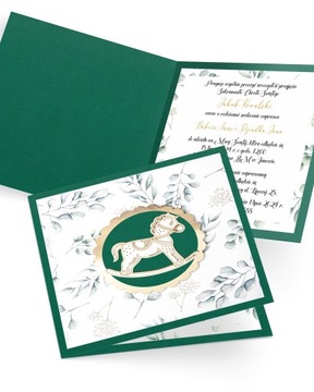 Zaproszenie na chrzest personalizowane z kopertą „Pony Leaf”