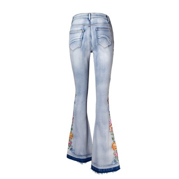 Unikalne haftowane dżinsy dzwonki 3D Fashion Design, XXL