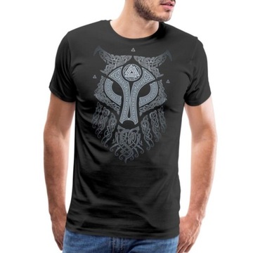 Koszulka Wolf Of Odin Celtic Knotwork Premium Unisex cotton T-Shirt
