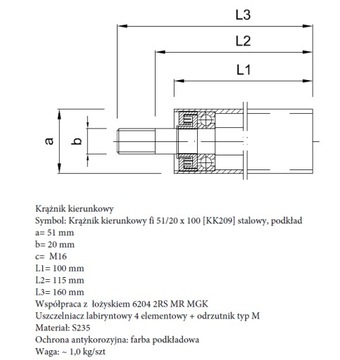 Rolka Krążnik kierunkowy boczny fi 51 L=100mm