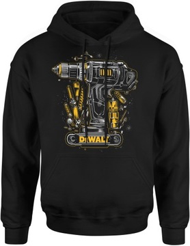 DEWALT BLUZA MĘSKA ROBOCZA BUDOWLAŃCA DE WALT S Z KAPTUREM DRESOWA NADRUK