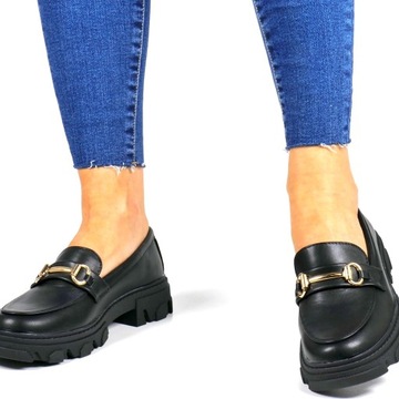 Женские лоферы Ibuty на толстой подошвой туфли с черным ковриком