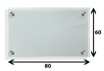 Panel szklany hartowany 80x60 PRZEZROCZYSTY 6mm SREBRNE DYSTANSE