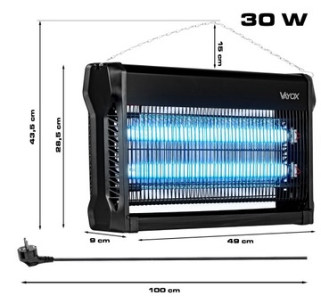 УФ ИНСЕКТИЦИДНАЯ ЛАМПА ДЛЯ КОМАРОВ ЭЛЕКТРИЧЕСКАЯ МУШКА 30ВТ PRO VAYOX