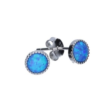kolczyki srebrne pr.925 niebieski opal