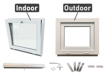 Окно ПВХ белое, откидное, 50х40 см, новое, 500х400, откидывающееся сверху