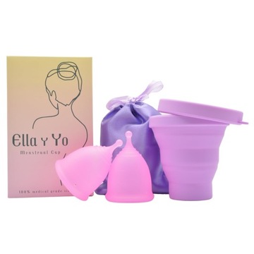 A801. Ella y Yo–2 kubeczki menstruacyjne sterylizator aplikator torba SS