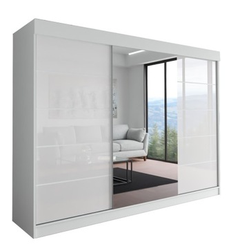 SZAFA MILAN - 3D 190 CM - BIAŁA ( 2x lacobel ) - garderoba z lustrem