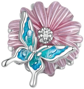 Charms Motylek Charms Kwiat Zawieszka Srebro 925